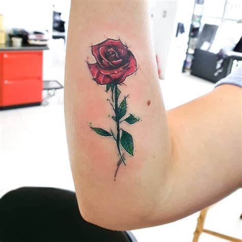 71 Cool Rose With Stem Tattoo Ideas