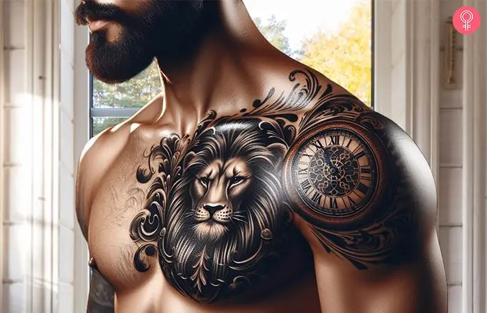 73 Awesome Lion Chest Tattoo Designs For Men Lion Chest Tattoo Lion