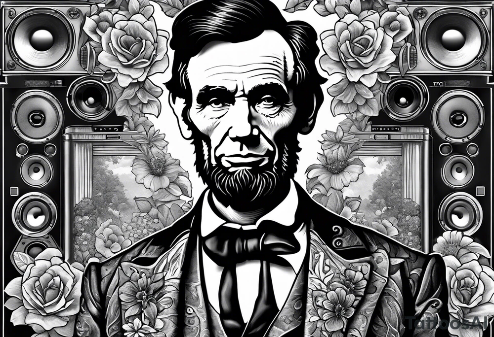 Abraham Lincoln In A Flowered Suit Jacket Holding A 90S Boombox On His Abraham Lincoln In A Flowered Suit Jacket Holding A 90S Boombox On His
