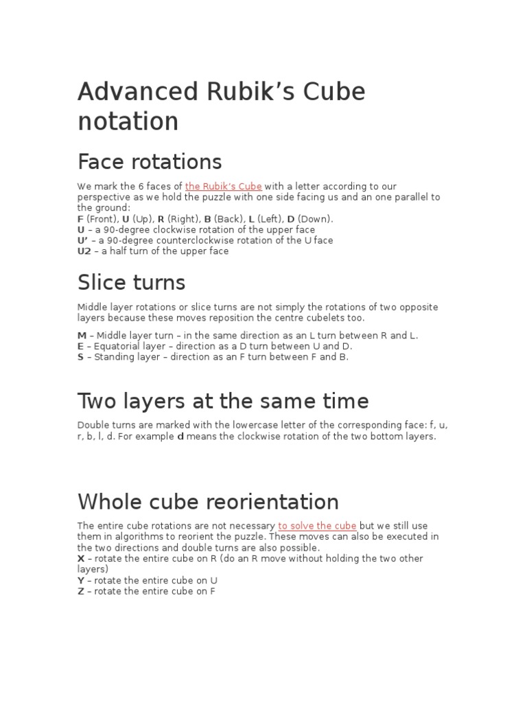 Advanced Rubik S Cube Notation