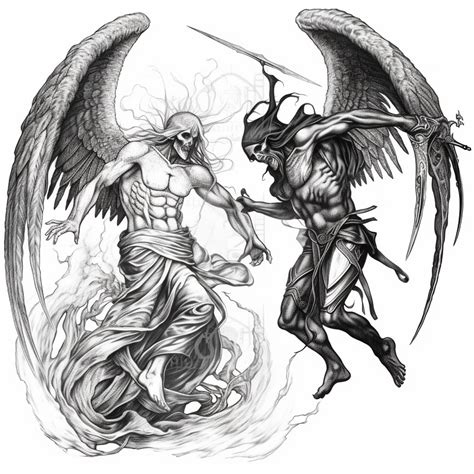 Angel Vs Demon Drawing