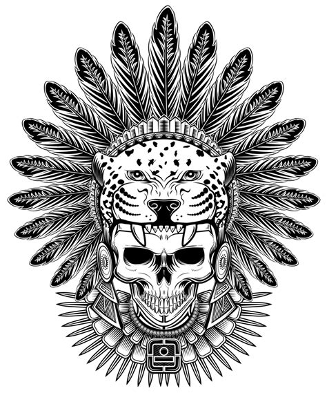 Aztec Jaguar Warrior Skull T Shirt By Sixth Cycle Black Large