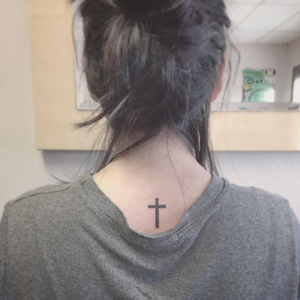 Black Cross Tattoo On Back Black Cross Tattoo On Back