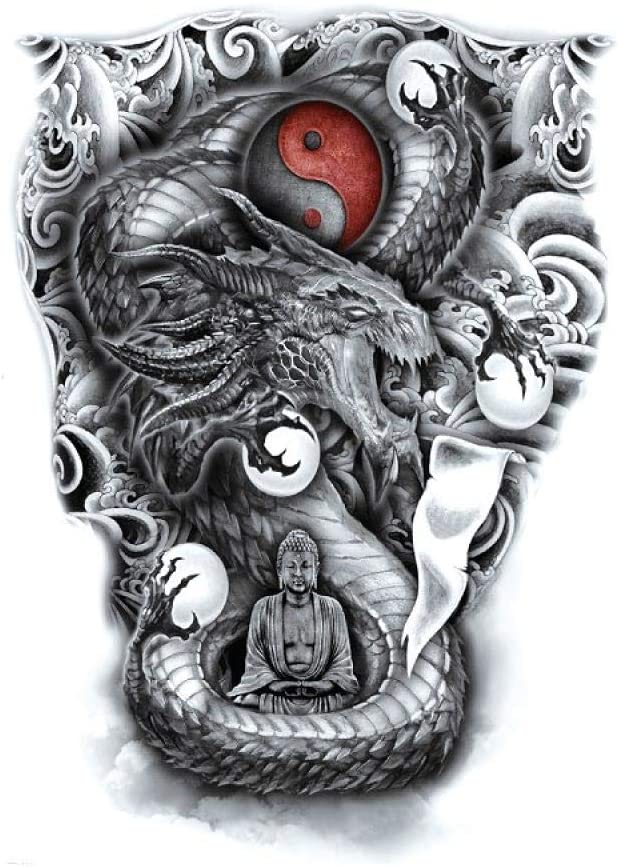 Black Dragon Temporary Tattoo Yin Yang Paradise
