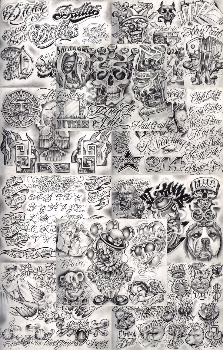 Boog From The Streets With Love Gangsta Style Tattoo Flash 10 Sheet Set