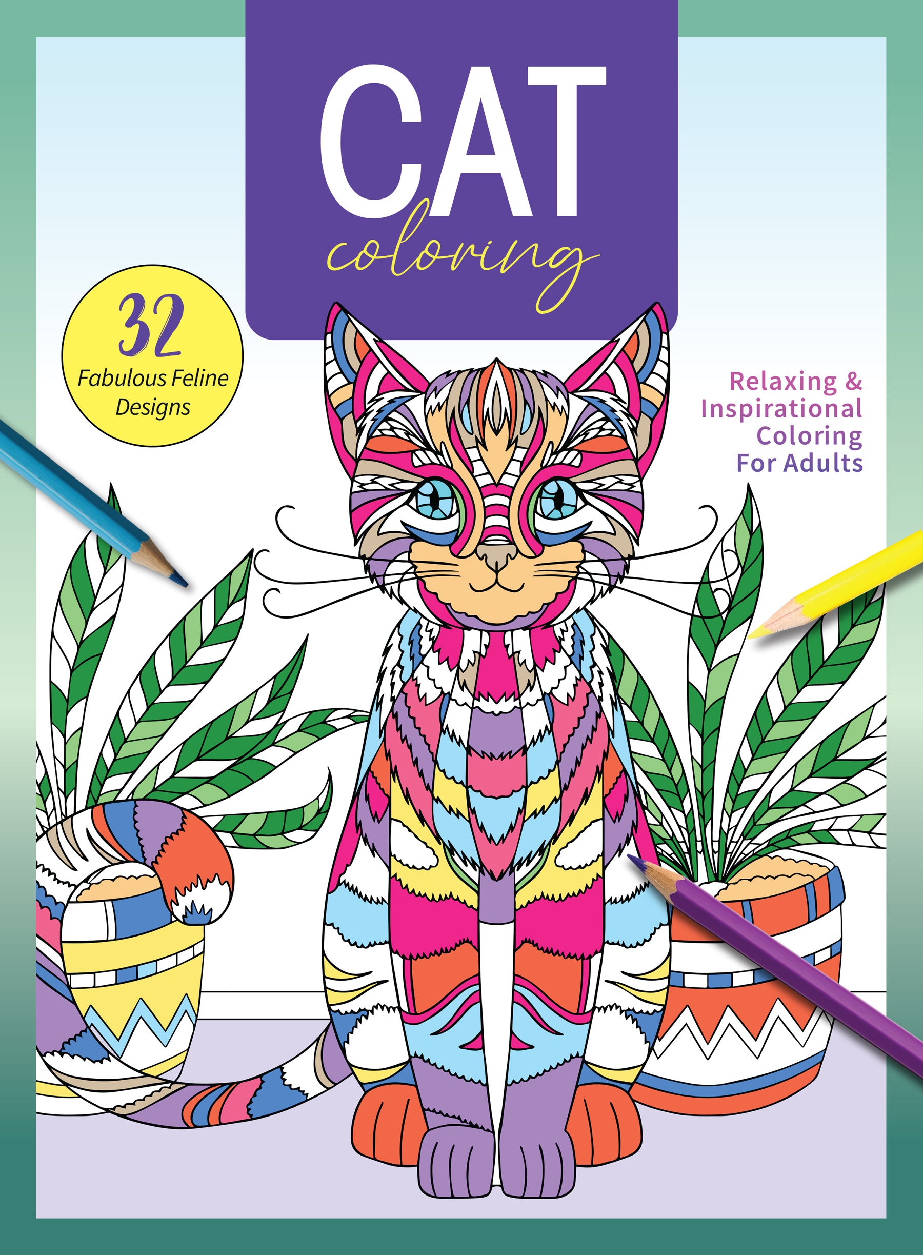 Cat Coloring 32 Fabulous Feline Designs Adorable Kitties Sleeping Magazine Shop Us