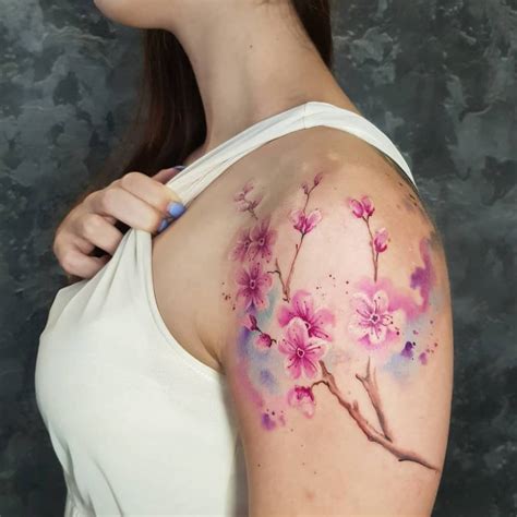 Cherry Blossom Shoulder Tattoo