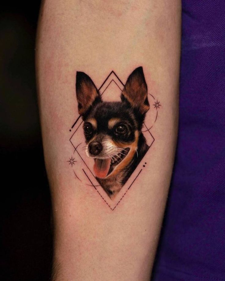 Chihuahua Portrait Tattoo Located On The Inner Forearm