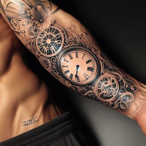 Clock Tattoo Design With Time Motif Clock Tattoo Design With Time Motif