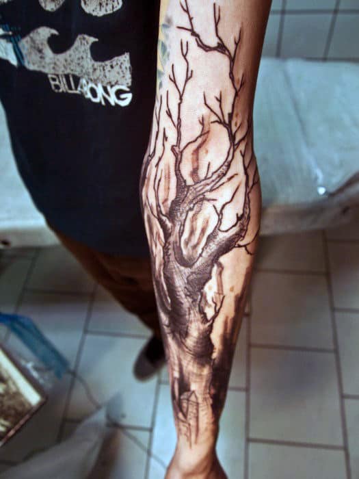 Dead Oak Tree Tattoo