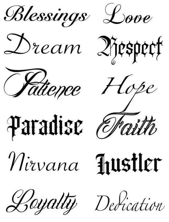 Different Fonts For Tattoos