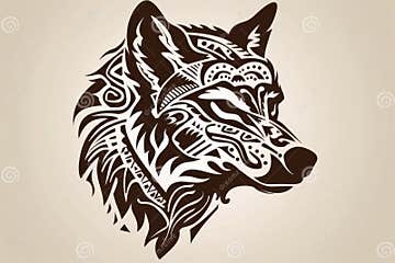 Download Black And White Tribal Wolf Head Tattoo Design Pngs Online Creative Fabrica
