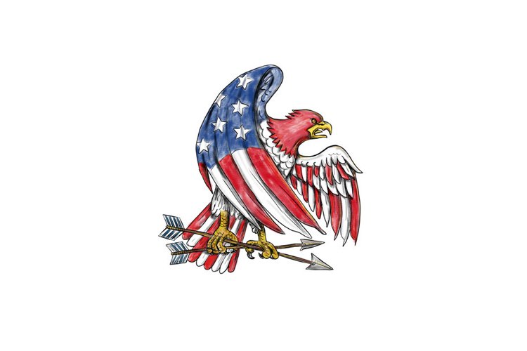 Eagle With American Flag Tattoo American Eagle Stars And Stripes Flag