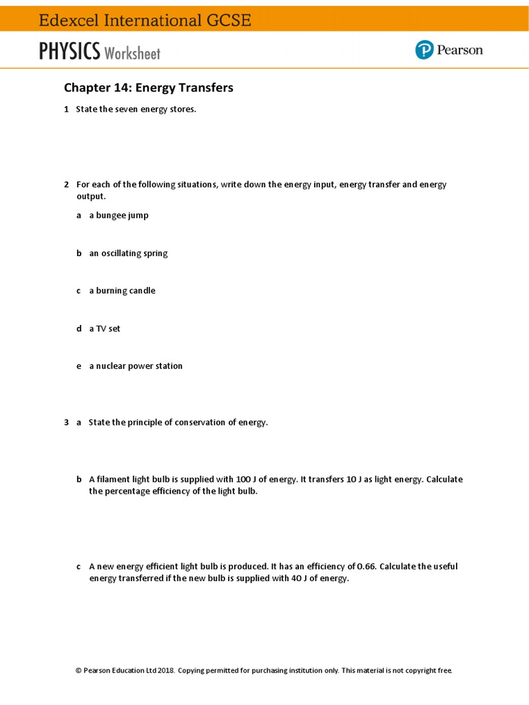 Energy Stores Amp Transfers Worksheet Amp Powerpoint Gcse Physics