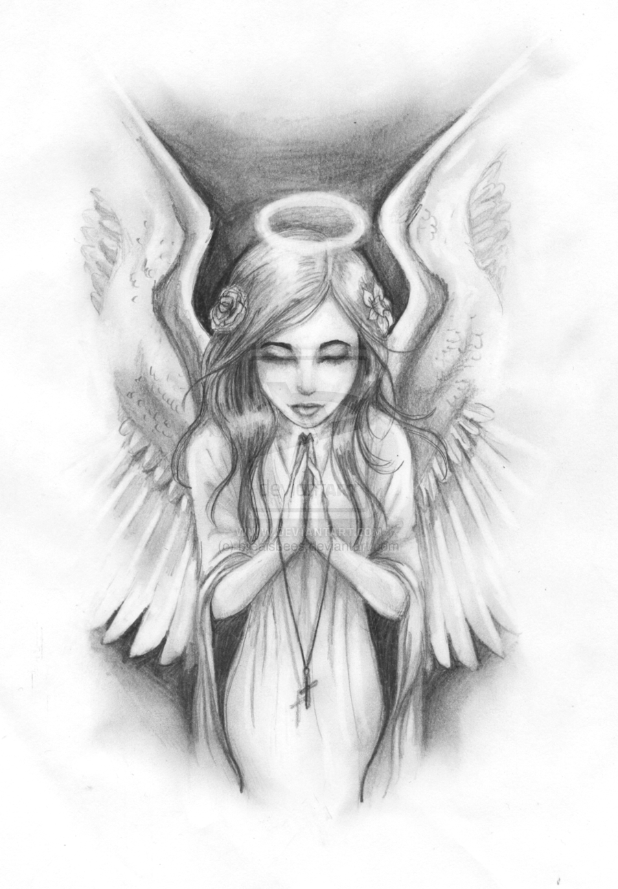 Female Angel Tattoo Design Poster