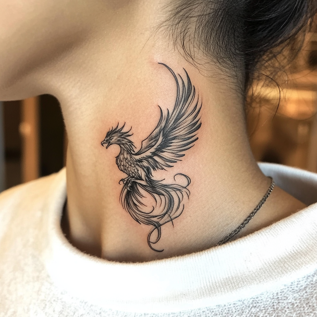 Female Front Neck Throat Tattoos