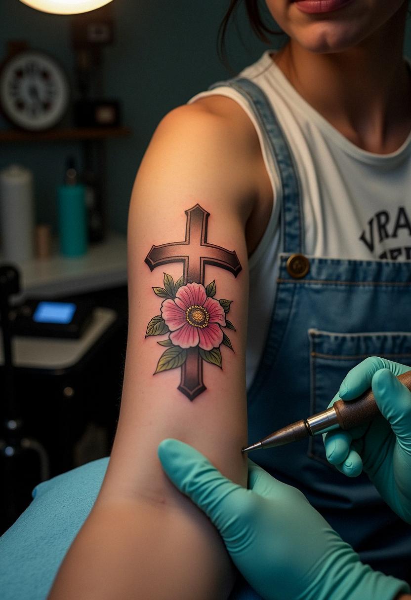 Floral Cross Tattoo Designs Floral Cross Tattoo Designs
