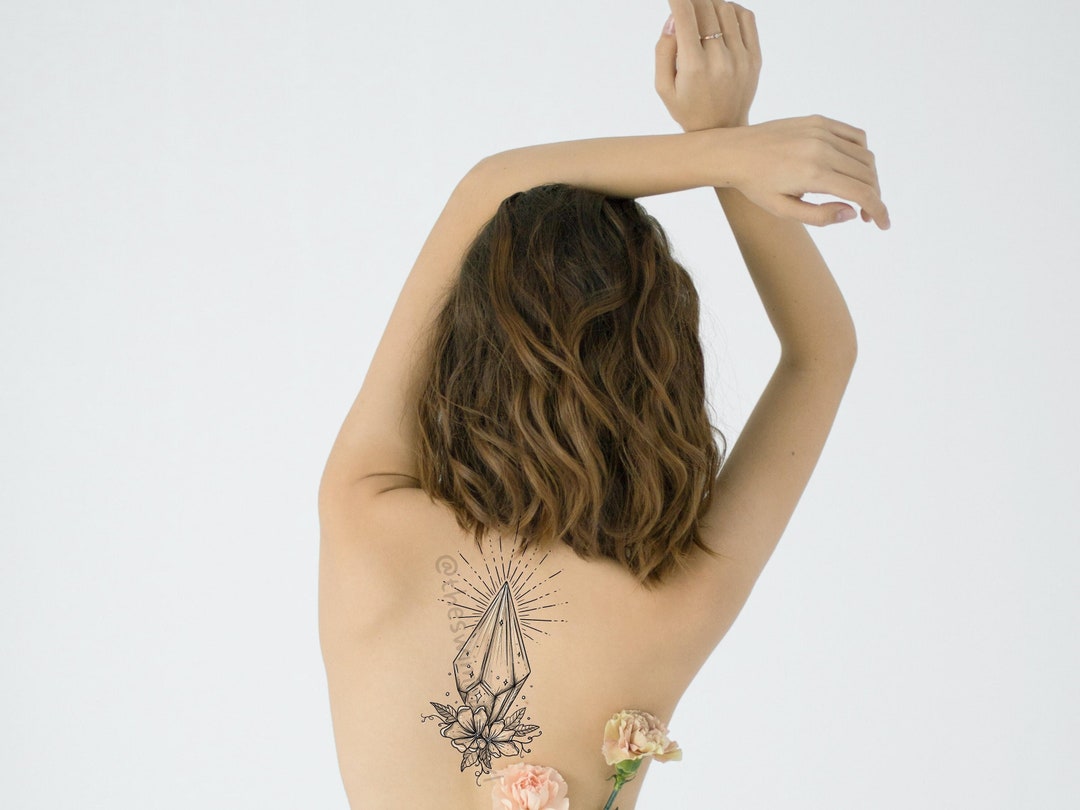 Floral Crystal Tattoo Design Ticket Celestial Flowers Etsy