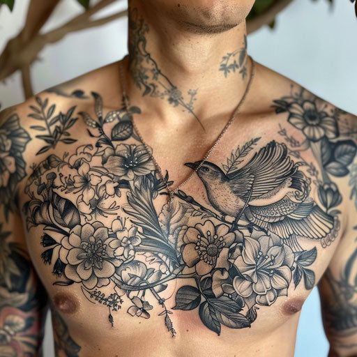 Flower Chest Tattoo For Male 12 Lovely Ideas Shoulder Sleeve Tattoos