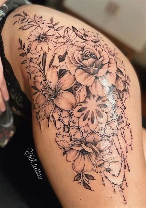 Flower Design Tattoos For Hip