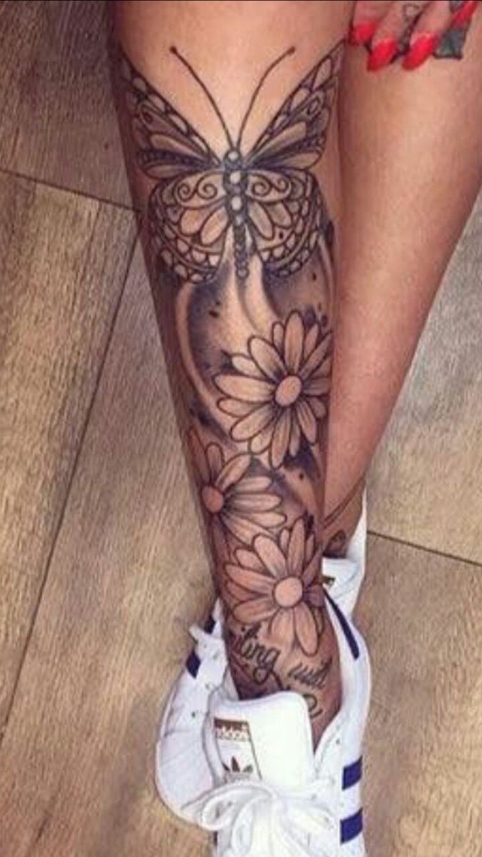 Flower Leg Tattoos Designs