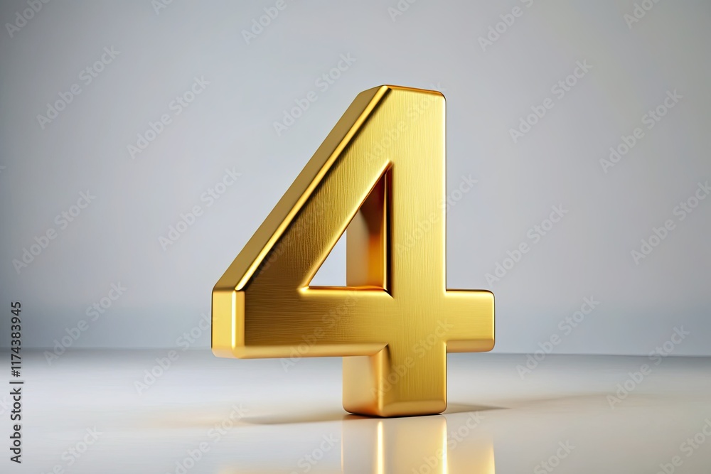 Gold Number 4 White Background Luxury Digit 4 Image Golden Number