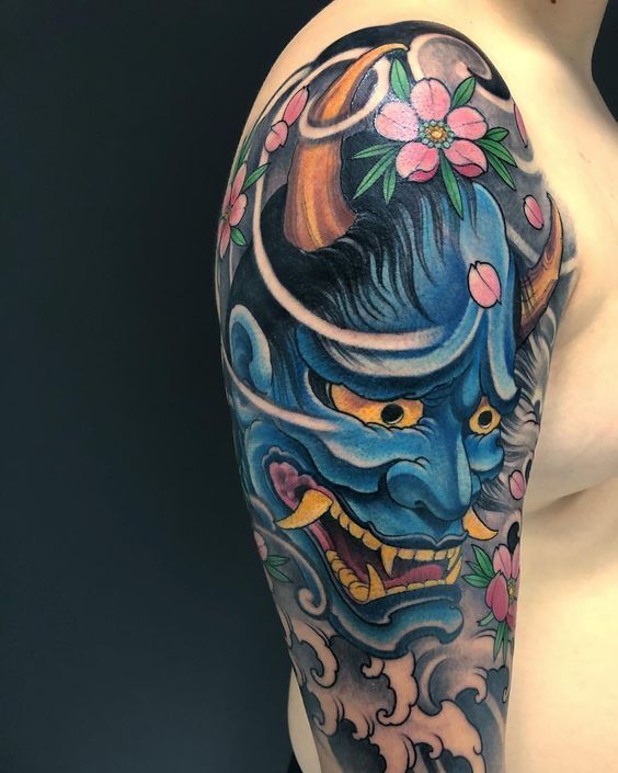 Hannya Mask Tattoo Colored Hannya Mask Tattoo Colored