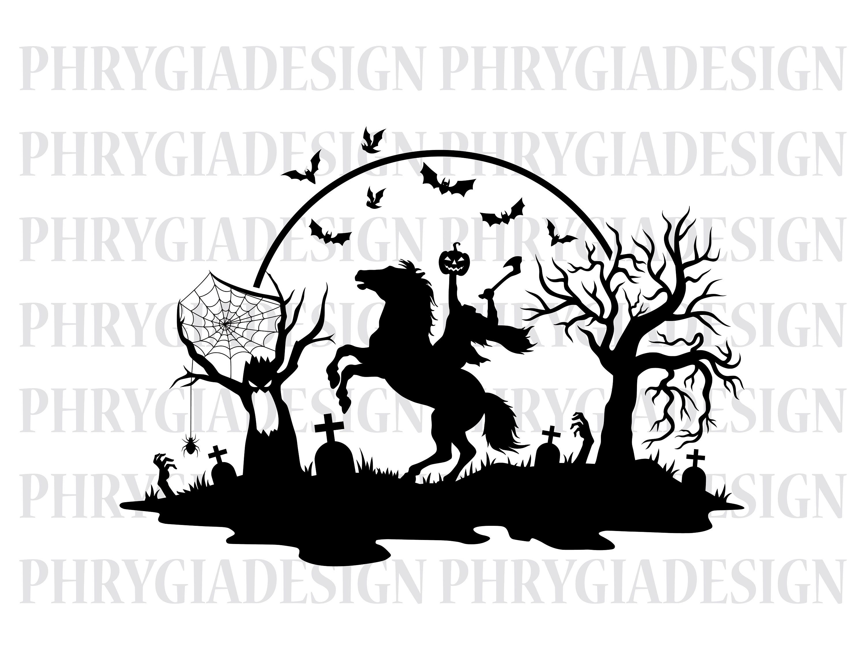 Headless Horseman Svg File Graveyard Scene Svg Vampire Bat Svg