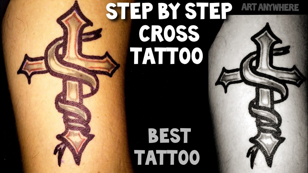 How To Make Cross Tattoo Design Simple Cross Tattoo Best Tattoo Beginner S Tattoo Youtube