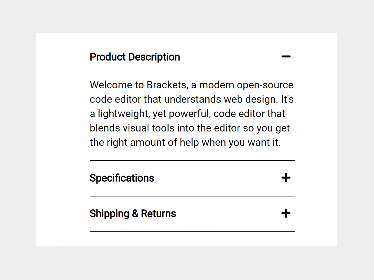 Interactive Collapsible Panel Expand Collapse Accordion Component