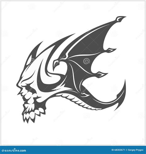 Isolated Fantasy Black Dragon And Skull For Tattoo Design Stock Vector Isolated Fantasy Black Dragon And Skull For Tattoo Design Stock Vector