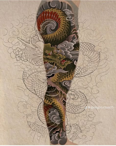 Japanese Dragon Sleeve Tattoo Designs