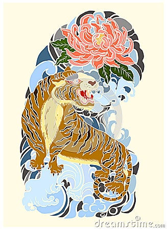 Japanese Tattoo Background For Tattoo Design Cartoon Vector