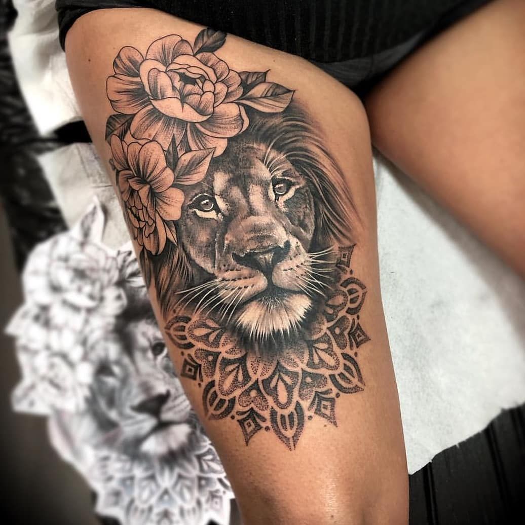 Lion Tattoo On Thigh Tattoo Style Trends Lion Tattoo On Thigh Tattoo Style Trends