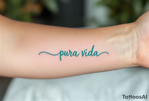 Minimal Pura Vida With A Single Turquoise Wave Curling Underneath The