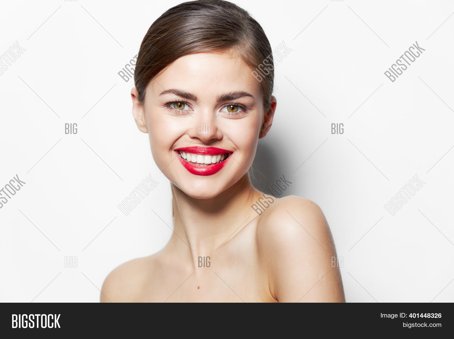 Model Nude Shoulders Rose Flower Red Lips Attractive Appearance Stock Image Image Of Cosmetic