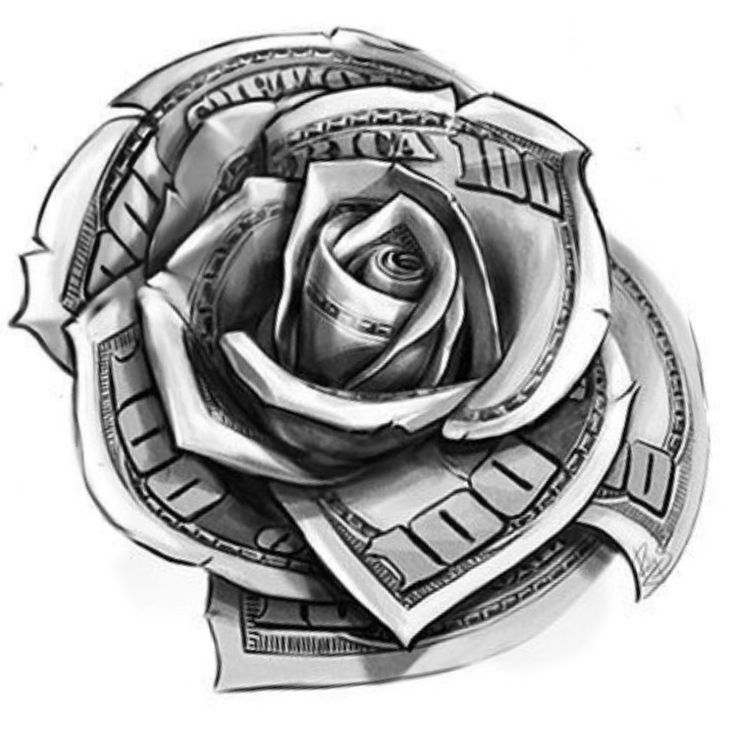 Money Rose Tattoo Design