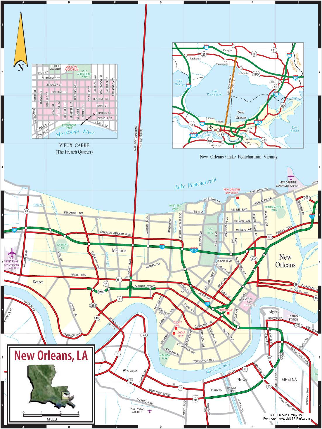 How To Read New Orleans Map Usa For Tourists