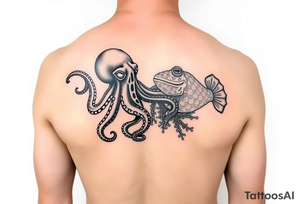 Octopus Poison Dart Frog Pufferfish On Right Butt Cheek Tattoo Idea Octopus Poison Dart Frog Pufferfish On Right Butt Cheek Tattoo Idea