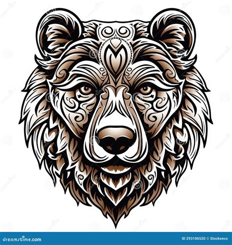 Ornate Bear Head Tattoo Design With Flawless Line Work Stock Ornate Bear Head Tattoo Design With Flawless Line Work Stock