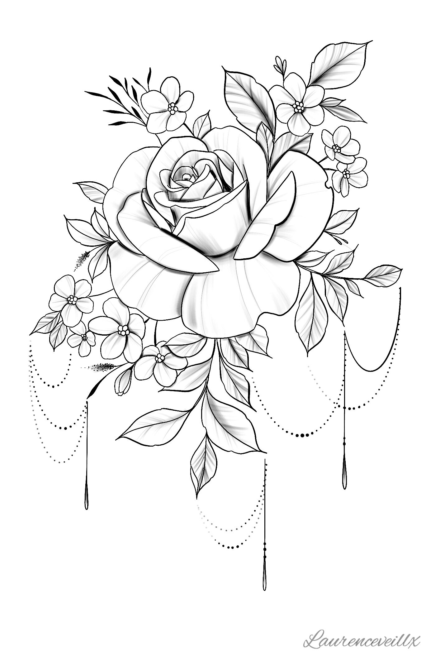 Outline Flower Tattoo Drawings