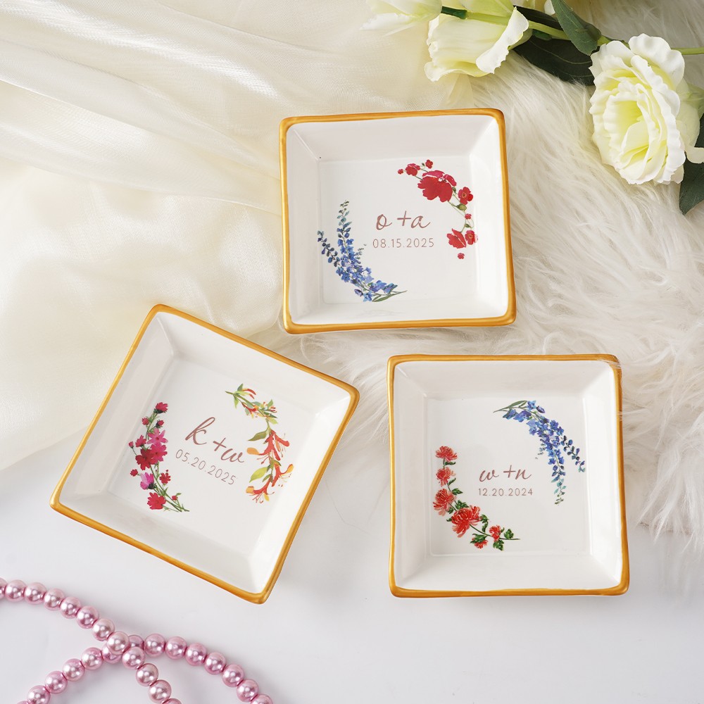 Personalized Birth Month Flower Ring Dish Discover Your Bloom 4 1X4 1