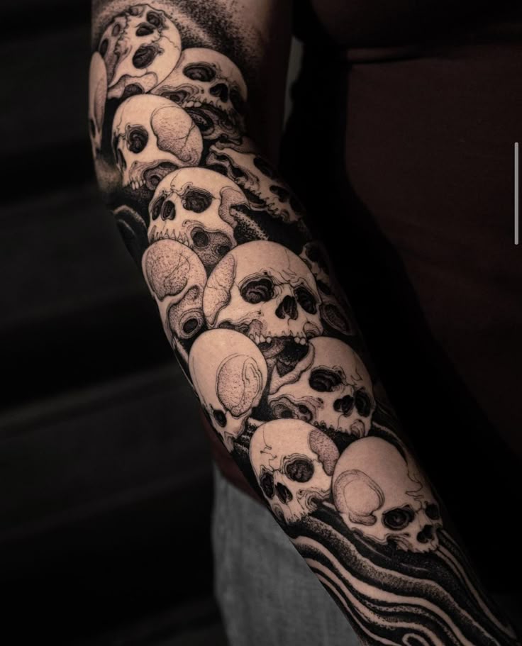 Pin By Berkay Ilhan On Black Skull Sleeve Tattoos Skull Tattoo