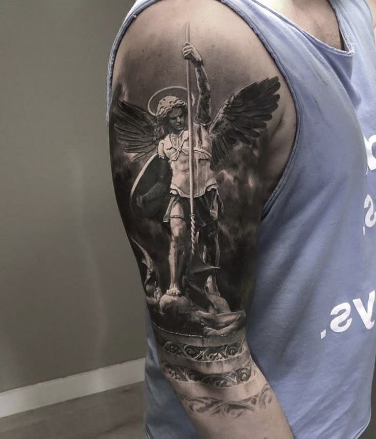 Pin By Callum Hawkes On Tattoo St Michael Tattoo Archangel Tattoo