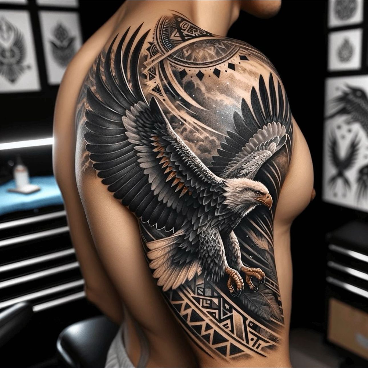 Pin On Ink Eagle Tattoos Sleeve Tattoos Eagle Tattoo