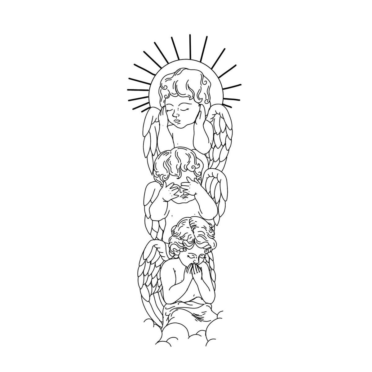 Pin On Stencil Ready Tattoo Design Book Simple Angel Tattoos Cherub