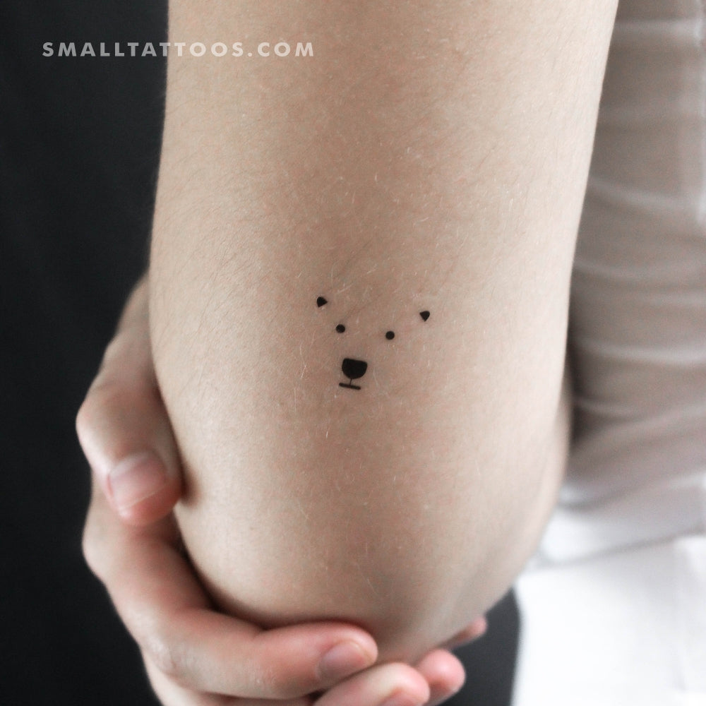 Polar Bear Face Temporary Tattoo Set Of 3 Small Tattoos