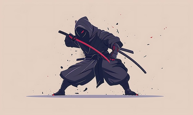 Premium Photo Character Of Stealthy Ninja Wearing Black Robes And