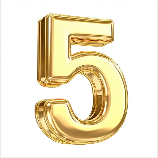 Premium Photo Gold Number 5 Isolated On White Background