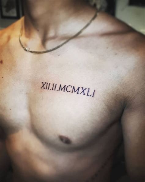 Roman Numerals Chest Tattoo
